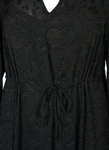 Langärmliges Midi-Kleid im Jacquard-Look, Black, Packshot image number 2
