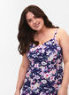 Geblümtes Trägerkleid aus Viskose mit Smok, Blue Flower, Model image number 3