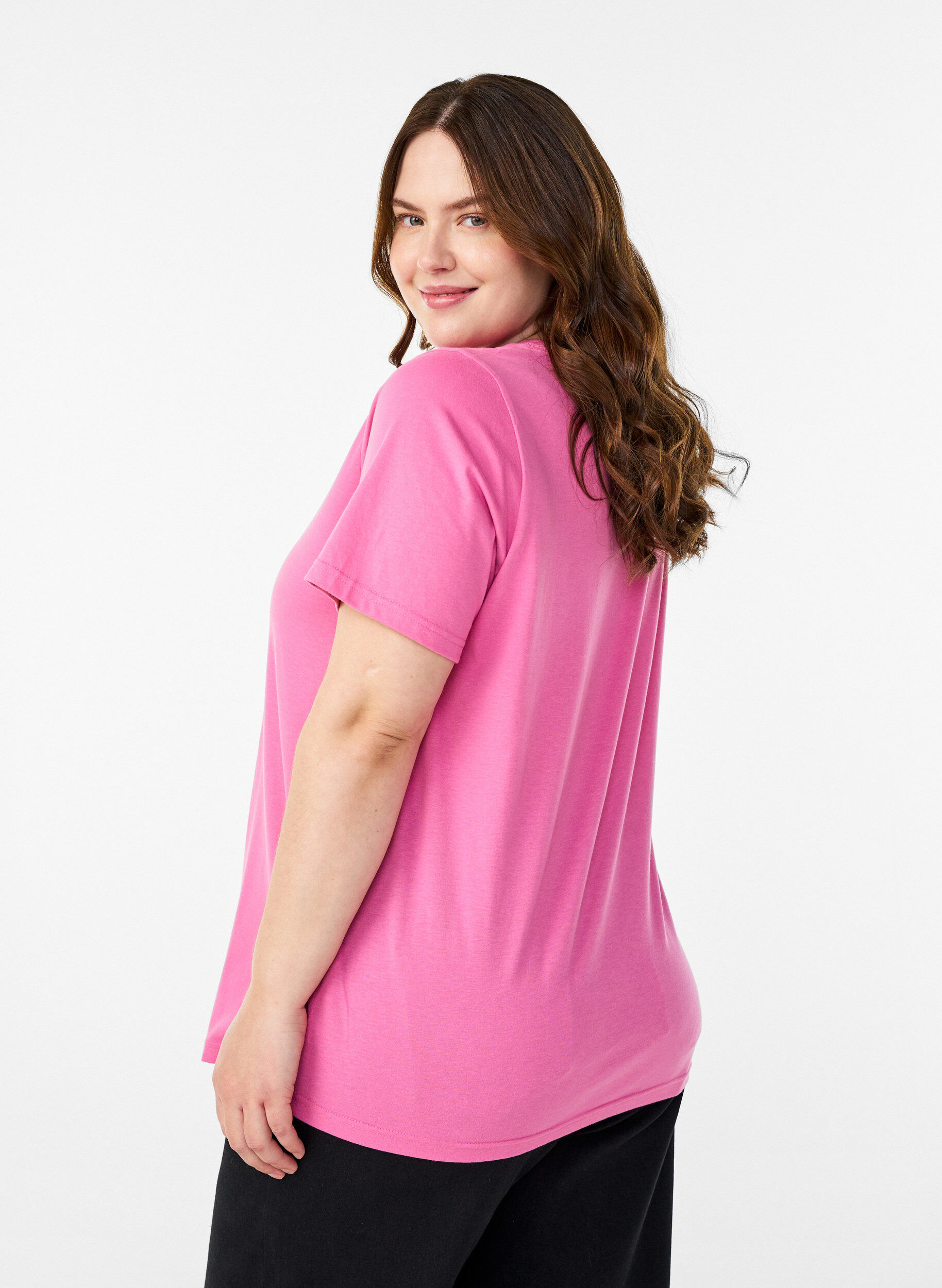 Zizzi FLASH - T-Shirt mit Print., Pink, Model image number 2