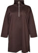 Sportliches Sweatkleid mit hohem Kragen und Rei&szlig;verschluss, Braun, Packshot image number 0