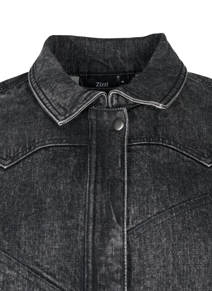 Denim-Jacke mit verdecktem Reißverschluss, Dark Grey Denim, Packshot image number 3
