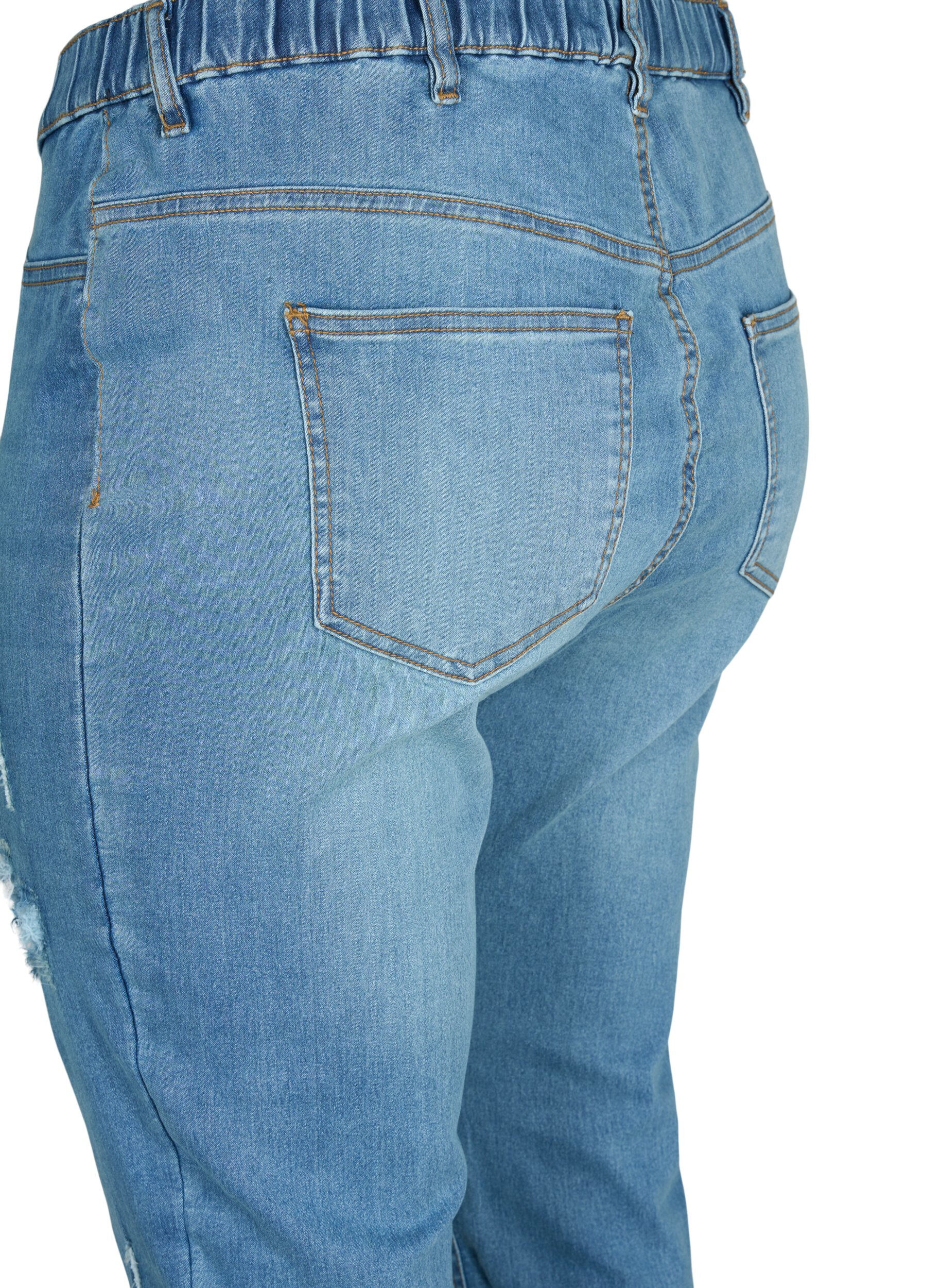Zizzi Jeggings mit Rissen, Blue denim, Packshot image number 3