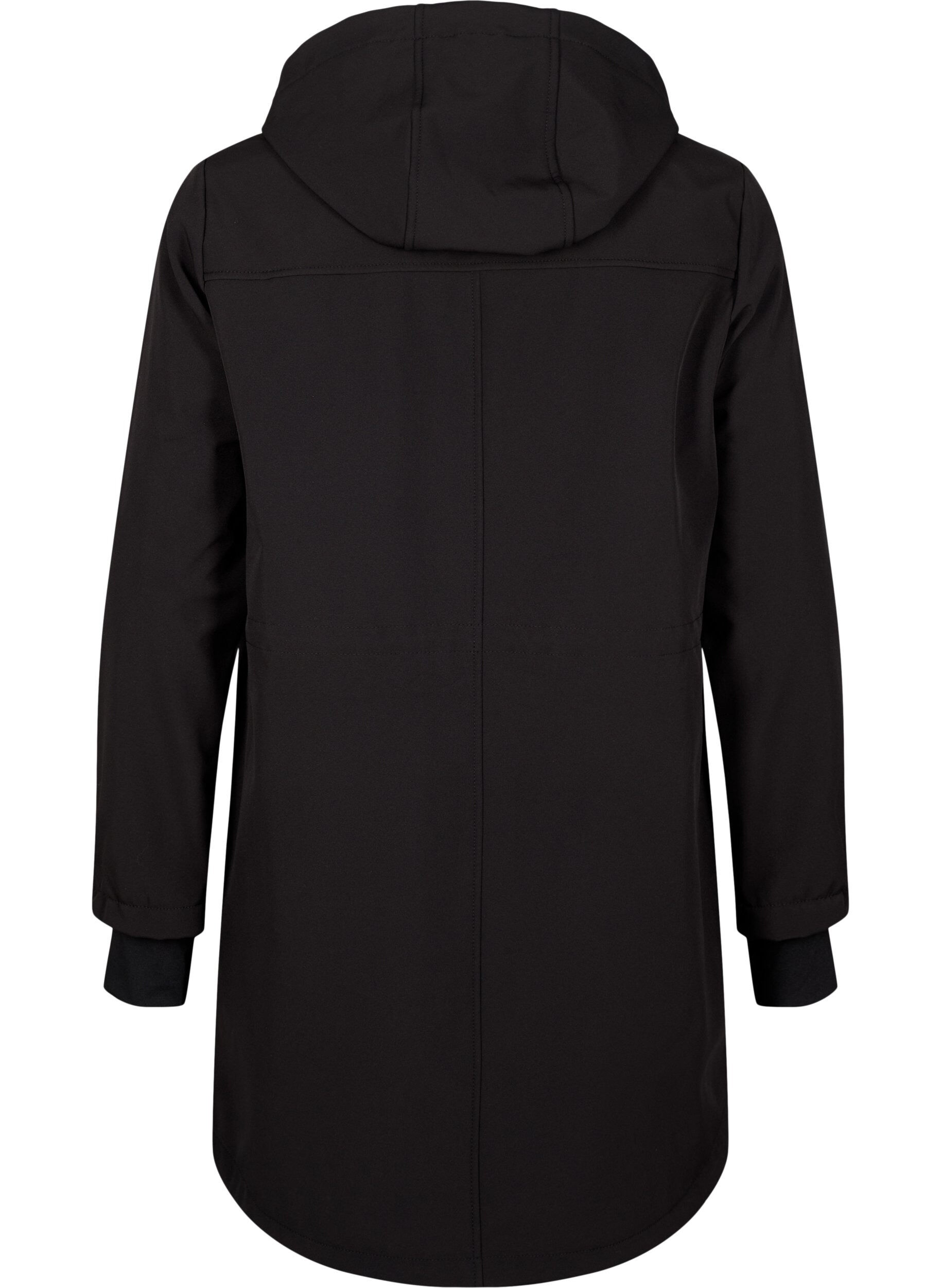 ZizziSoftshell-Jacke mit abnehmbarer Kapuze, Schwarz, Packshot image number 1