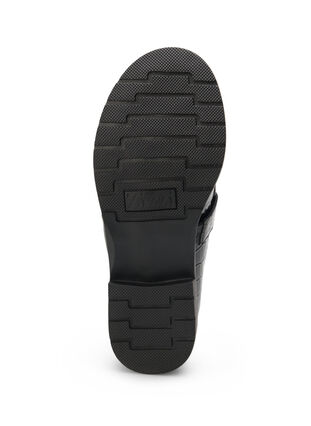 Krokodil-Halbschuhe aus Leder mit breiter Passform, Black, Packshot image number 5