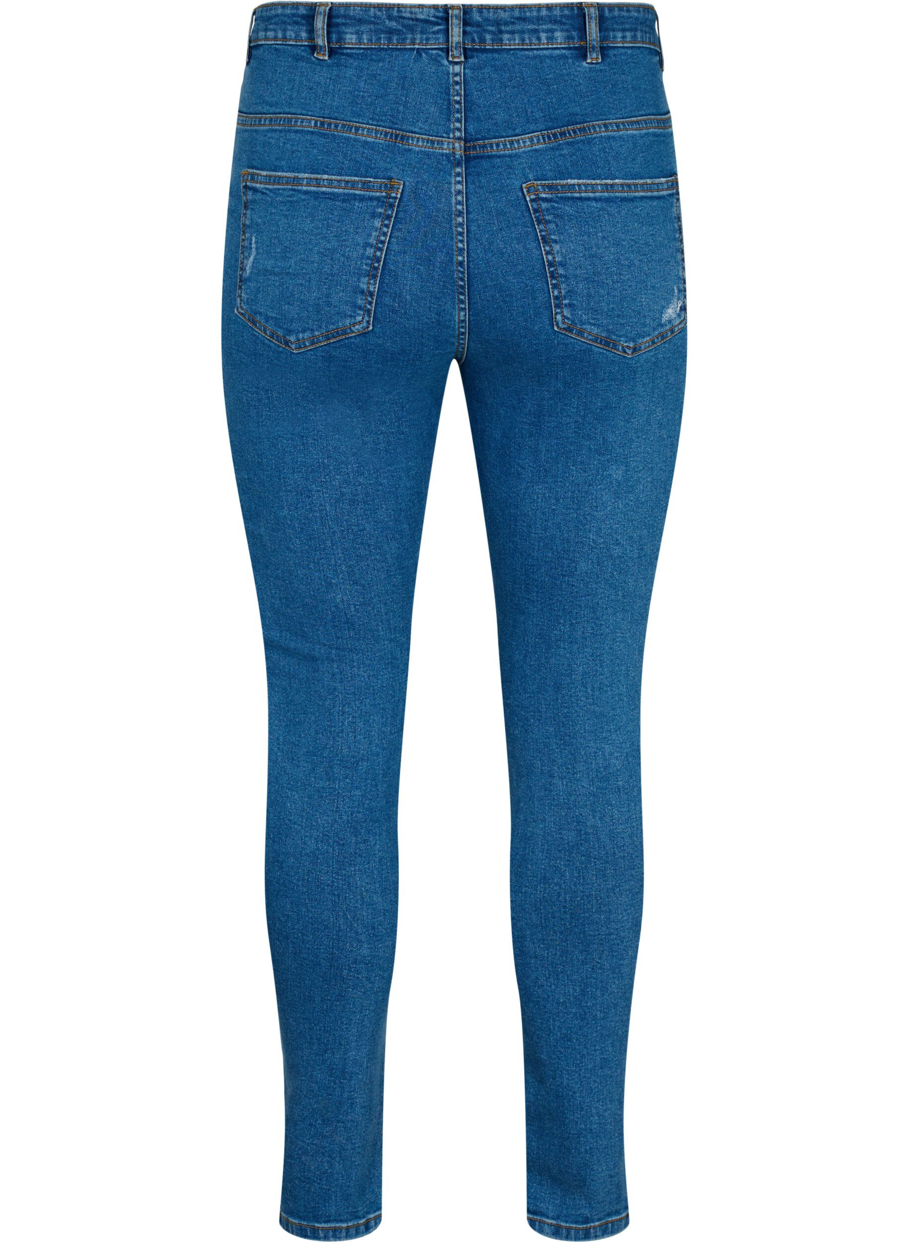 Zizzi Eng anliegende Jeans mit Schlitzen, Blue denim, Packshot image number 1