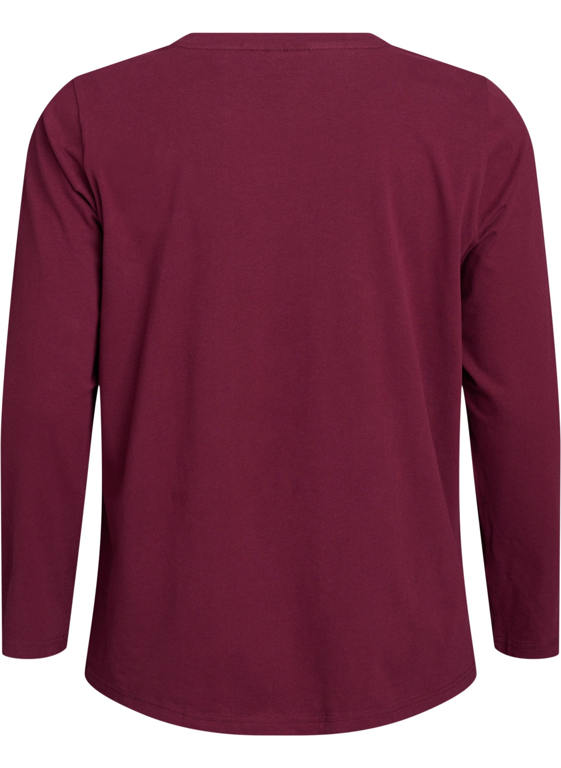 Zizzi Basic Top aus Jersey mit langen &Auml;rmeln, Dunkles Bordeaux, Packshot image number 1