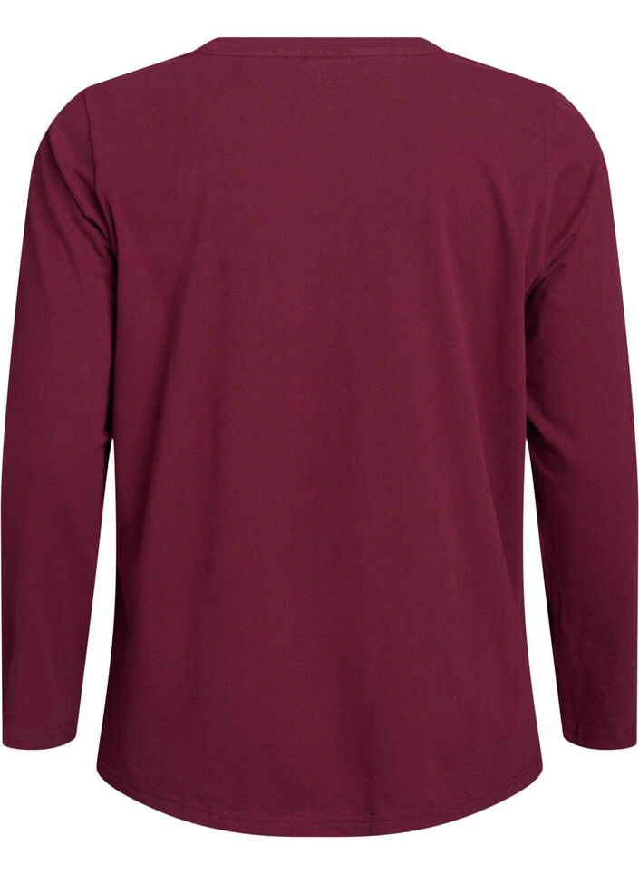 Basic Bluse aus Jersey mit langen Ärmeln, Dunkles Bordeaux, Packshot image number 1