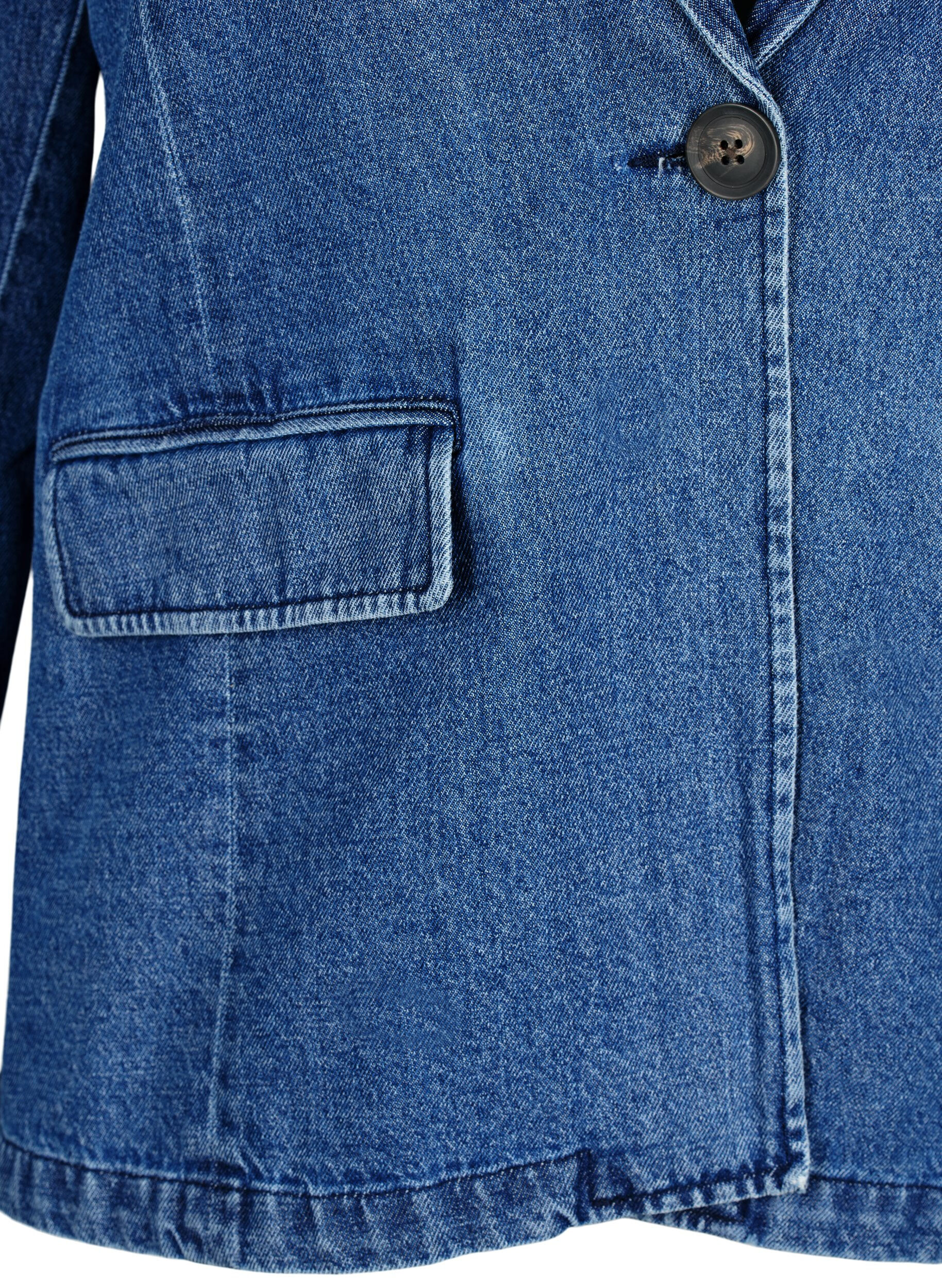Zizzi Jeansblazer mit Taschen, Blue Denim, Packshot image number 2