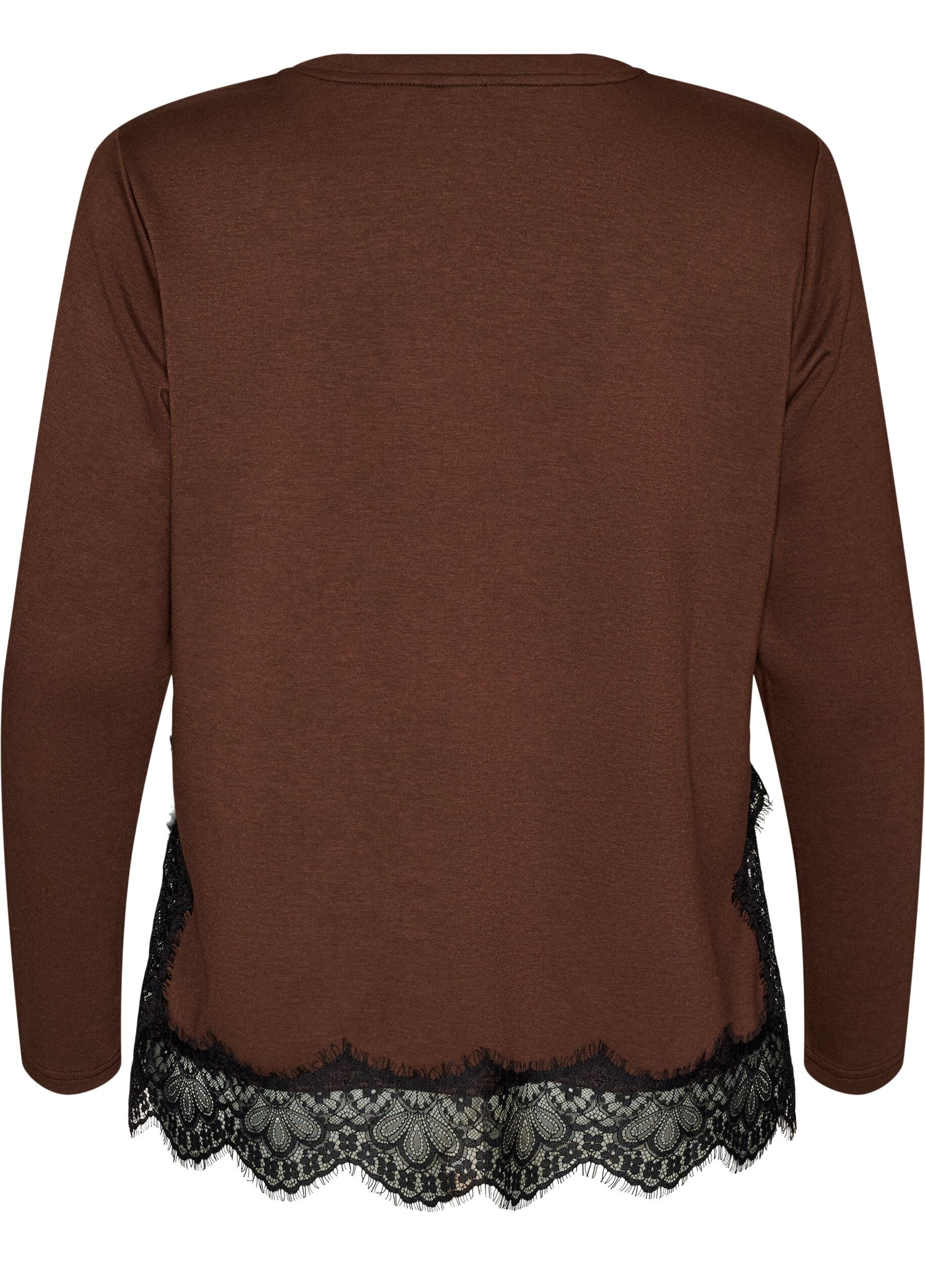 ZizziBluse aus Jersey mit Spitzen, Braun, Packshot image number 1