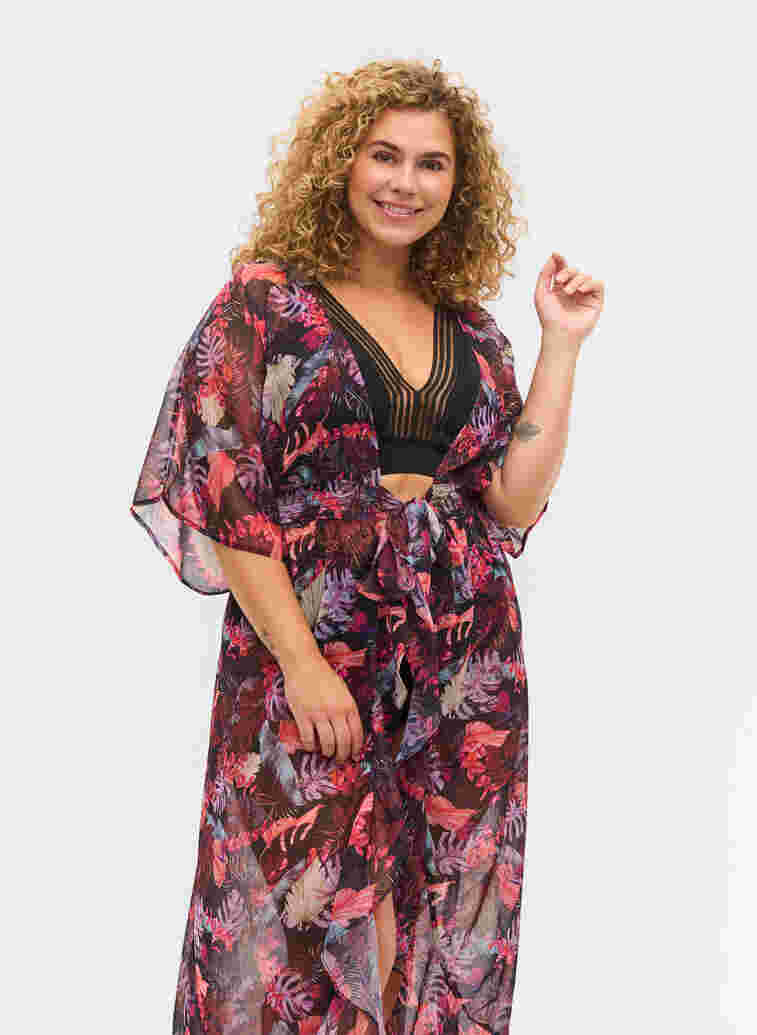 Strand-Kimono mit Print, Leaf AOP, Model image number 2