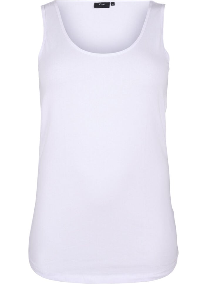 Einfarbiges basic Top aus Baumwolle, Wei&szlig;, Packshot image number 0