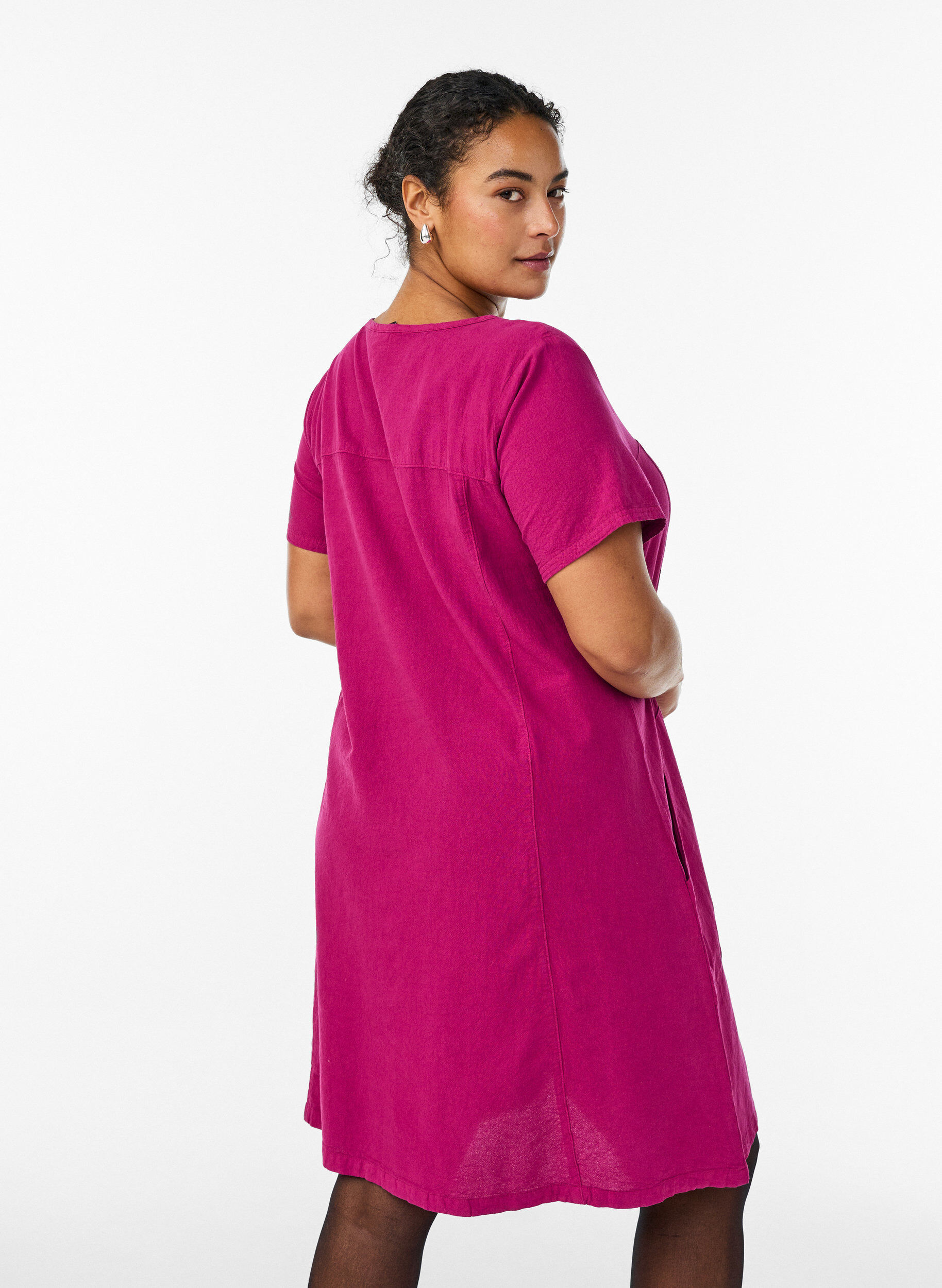 Zizzi Kurzarm Kleid aus Baumwolle, Rot, Model image number 2