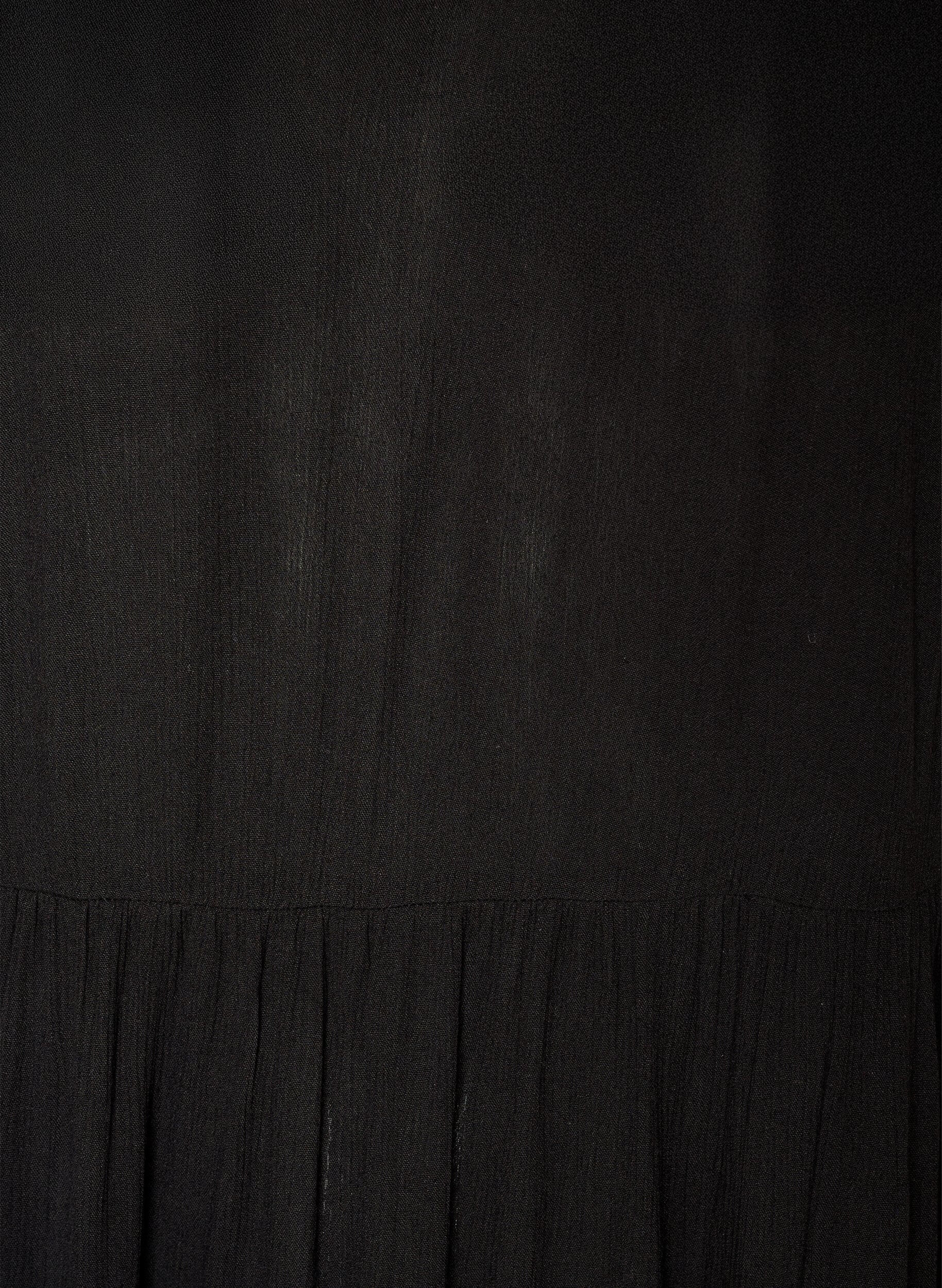 ZizziMidikleid aus Viskose mit R&uuml;schen&auml;rmeln, Schwarz, Packshot image number 2