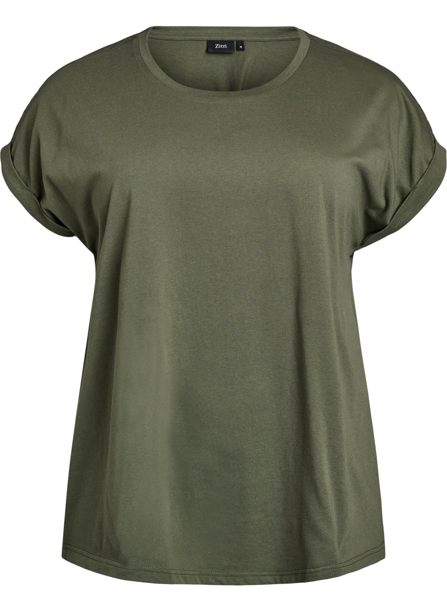 ZizziKurz&auml;rmeliges T-Shirt aus einer Baumwollmischung, Gr&uuml;n, Packshot image number 0