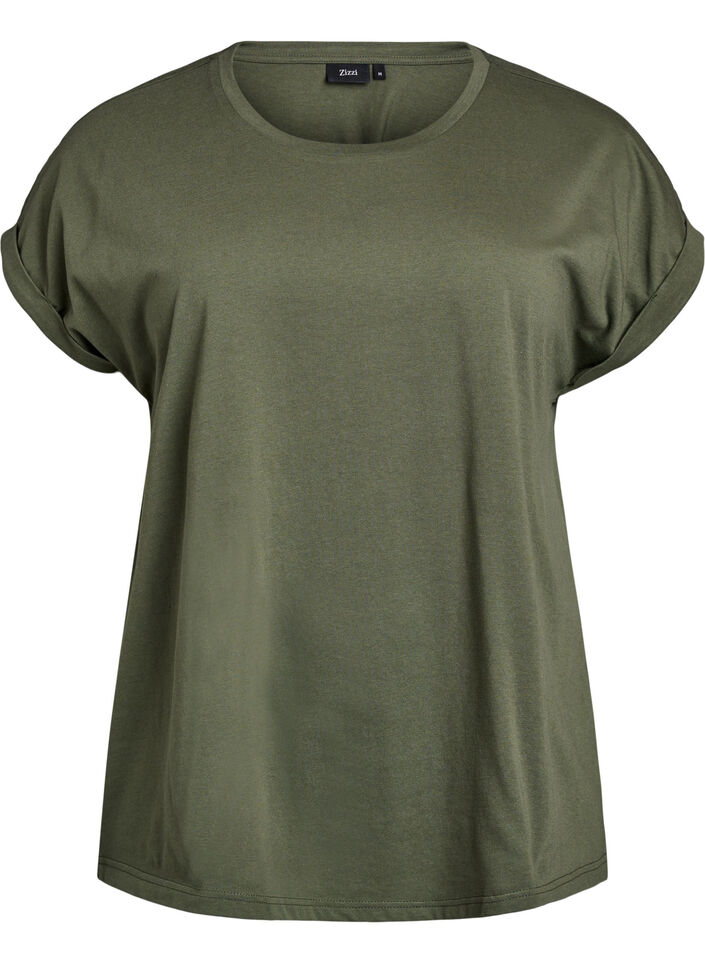 Kurz&auml;rmeliges T-Shirt aus einer Baumwollmischung, Gr&uuml;n, Packshot image number 0