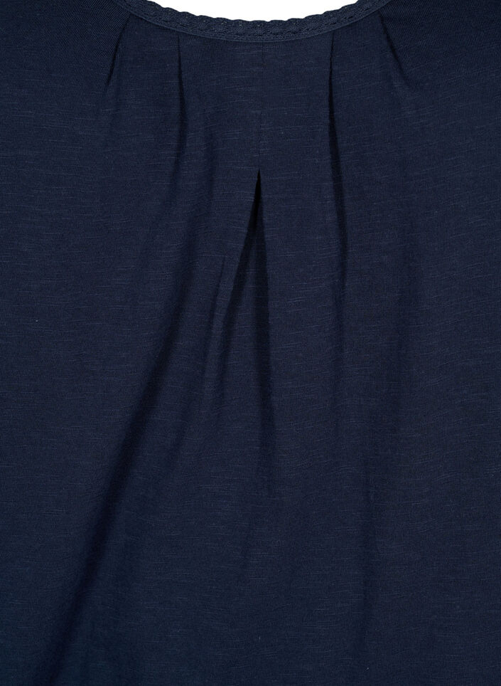 Top aus Baumwolle mit Spitzenbesatz, Navy Blazer, Packshot image number 2
