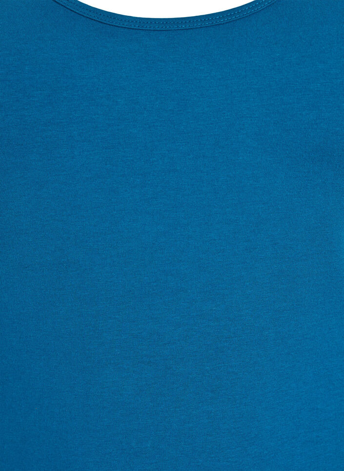 Solide Farbe Grundoberteil aus Baumwolle., Petrol, Packshot image number 2