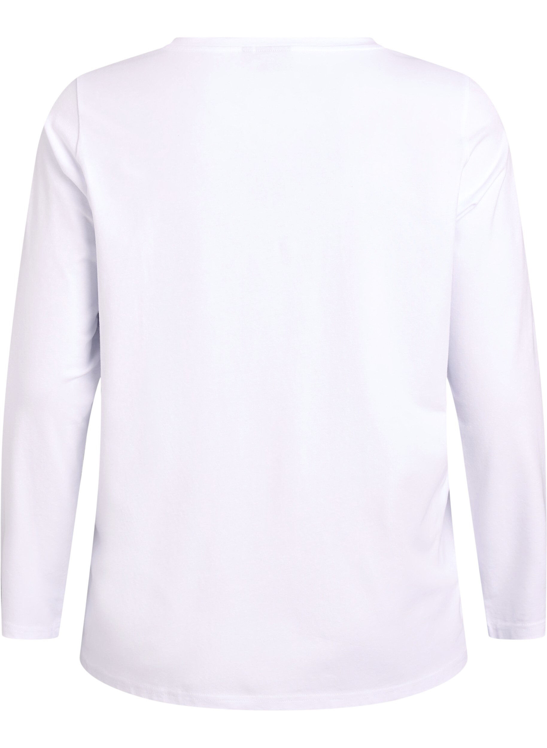 Zizzi Basic Top aus Jersey mit langen &Auml;rmeln, Wei&szlig;, Packshot image number 1