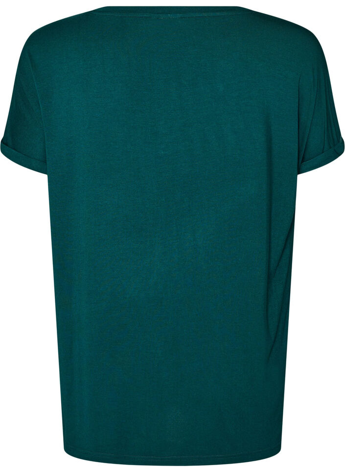 Basic T-Shirt aus Viskose mit V-Ausschnitt, Gr&uuml;n, Packshot image number 1