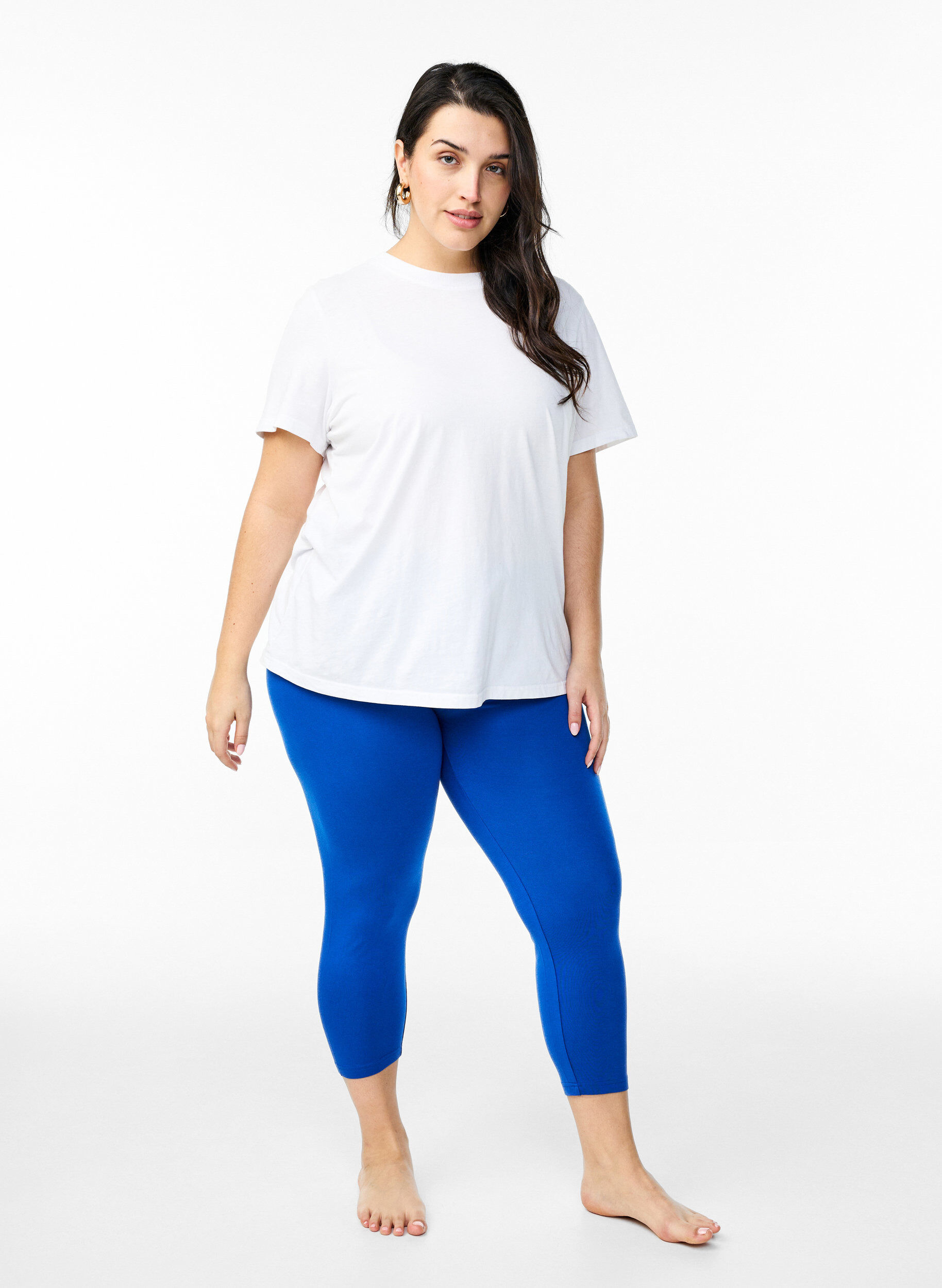 Zizzi Basic 3/4-Leggings aus Viskose, Blau, Model image number 1