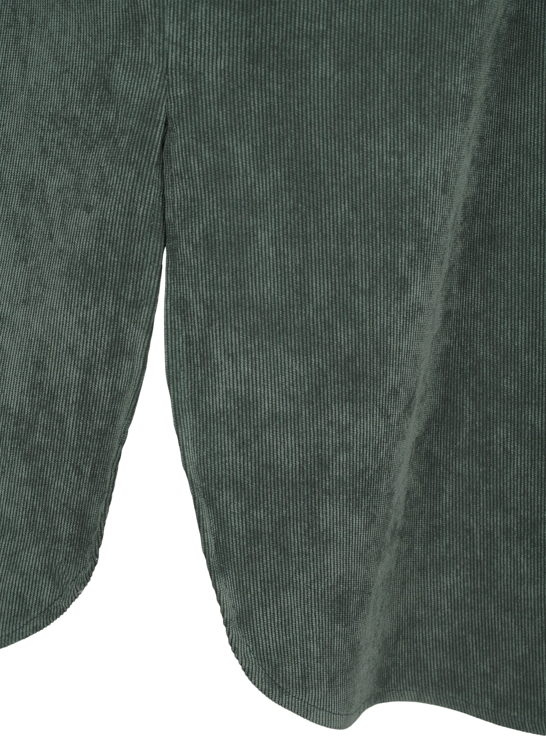 Zizzi Langes Corduroy-Hemdkleid mit Kn&ouml;pfen, Dark Forest, Packshot image number 3