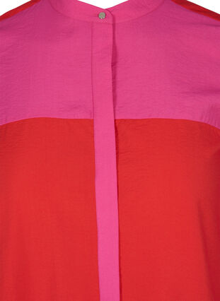 Lange Hemdbluse mit Color-Block, Pink Red Block, Packshot image number 2