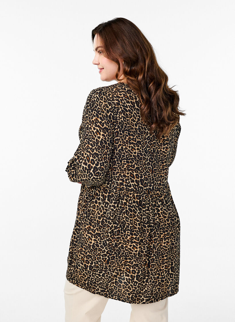 Langärmelige Tunika mit Teilungsnaht, Braun, Model image number 2