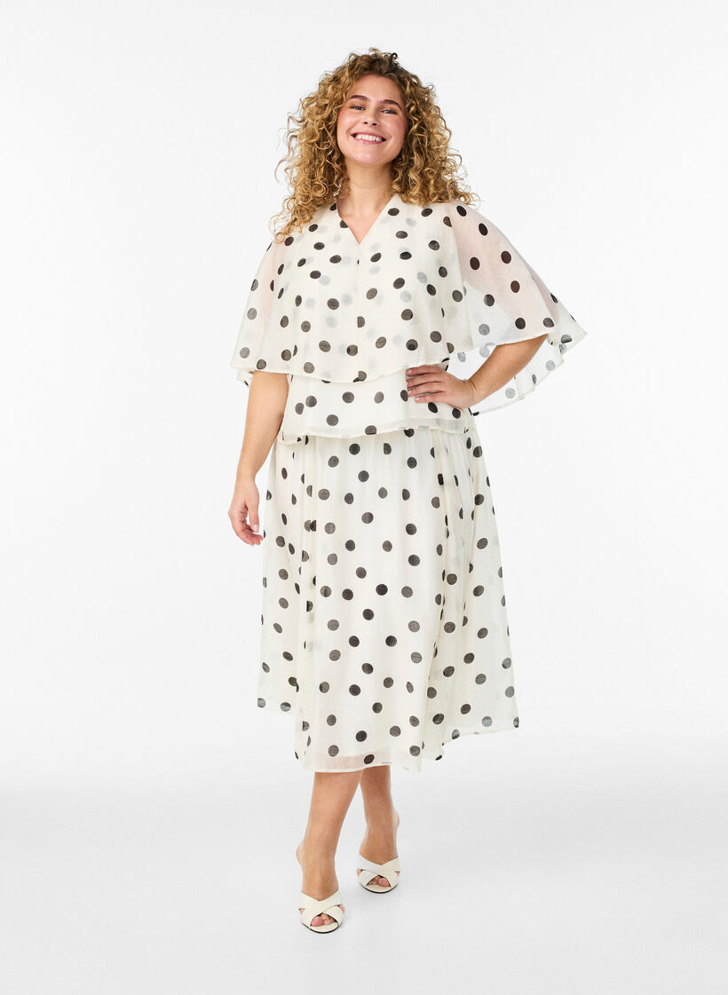 Top im Lagenlook mit Polka-Dot-Muster, Vanille, Model image number 1