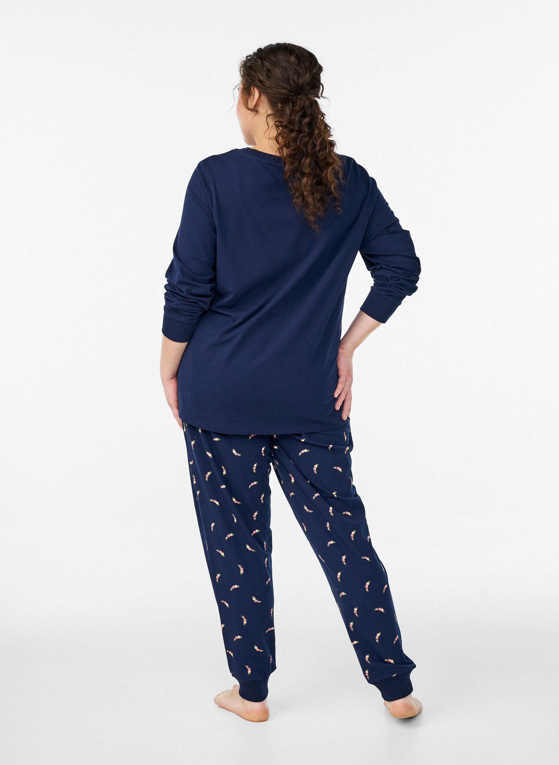Zizzi Bedruckte Pyjamahose, Blau, Model image number 1