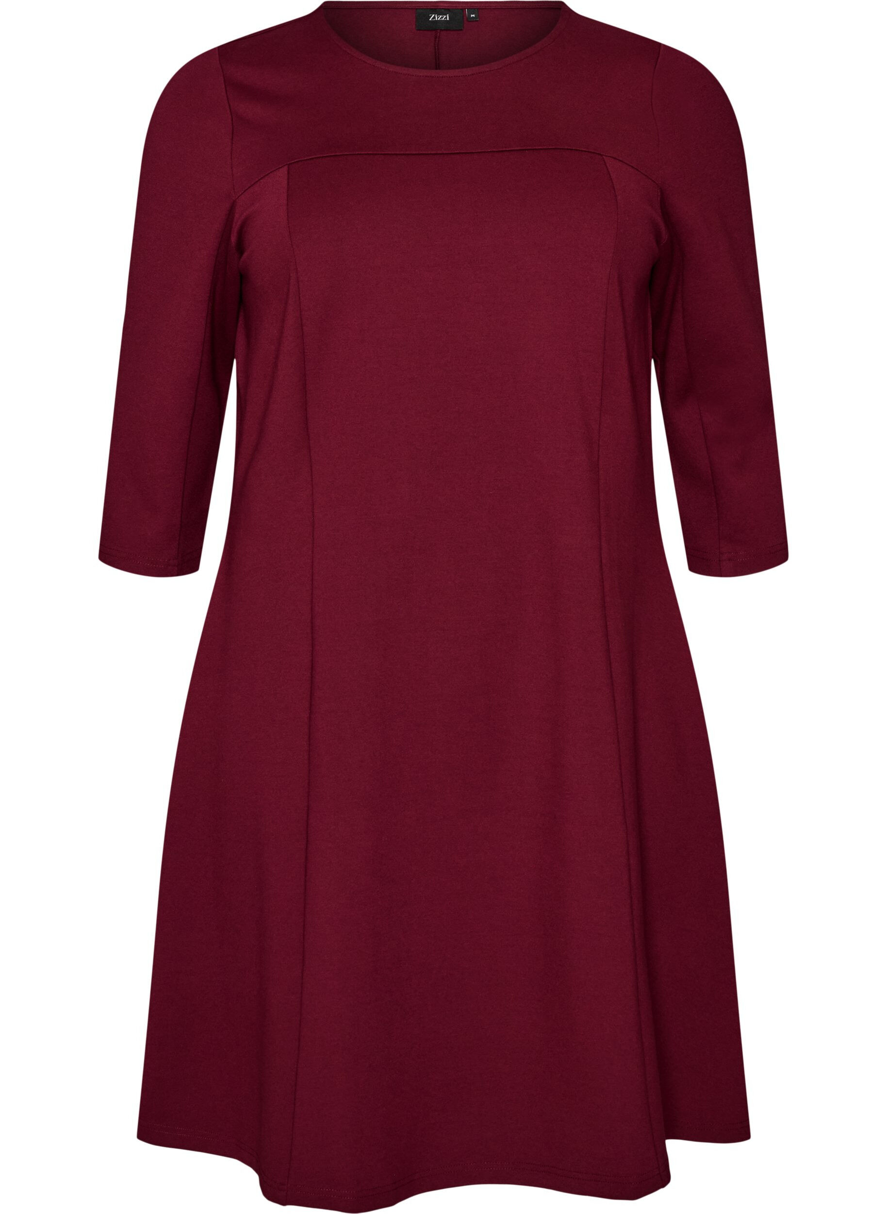 ZizziA-f&ouml;rmiges Kleid mit 3/4-&Auml;rmeln, Rot, Packshot image number 0