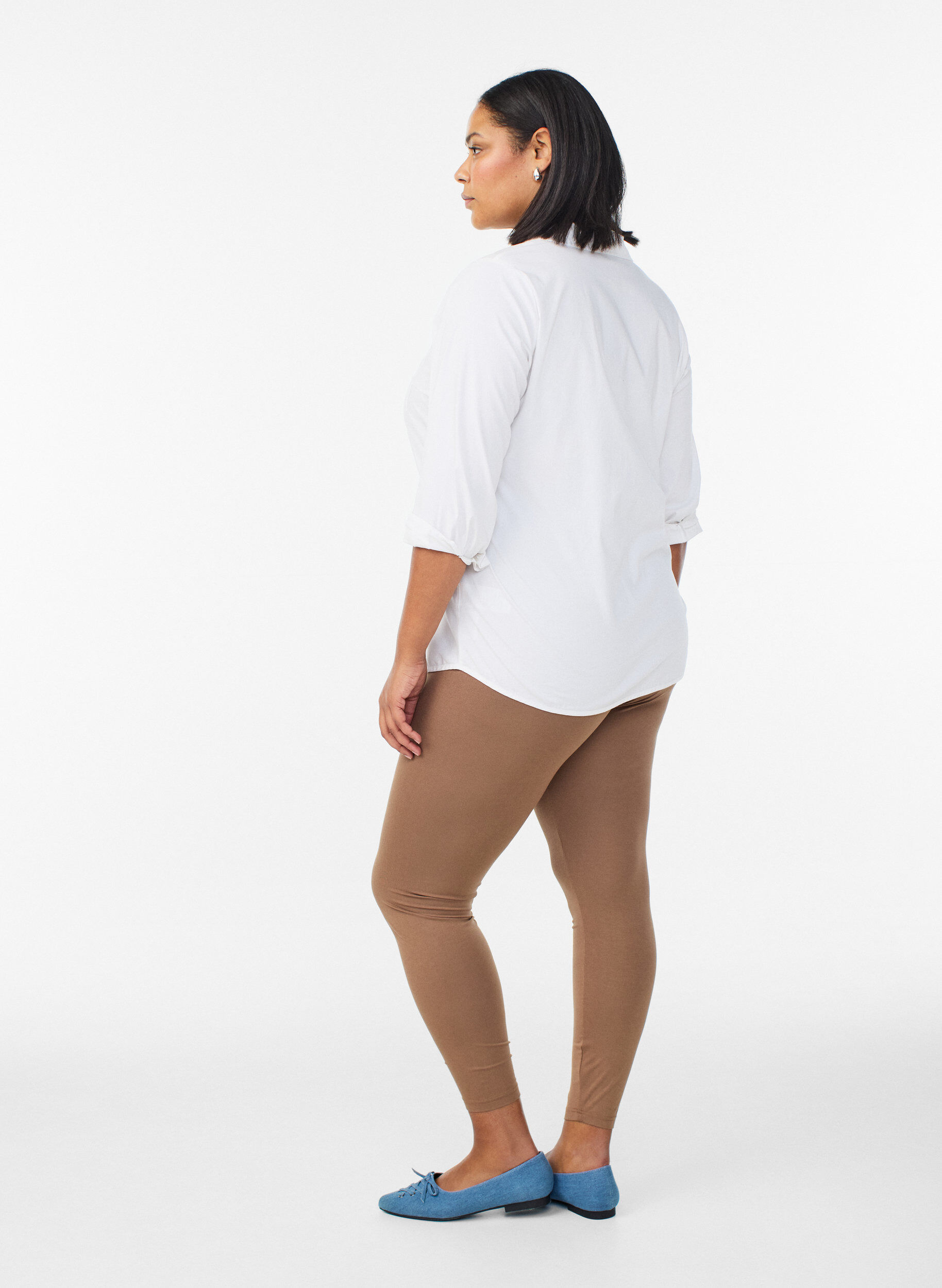 Zizzi Basic Leggings aus Viskose, Braun, Model image number 2