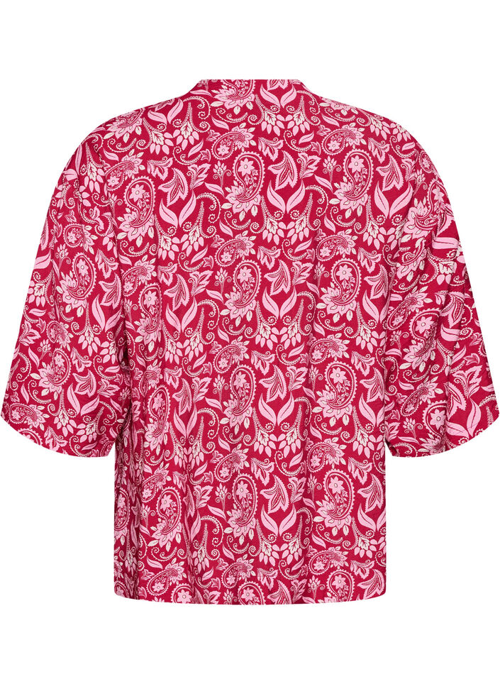Kurzer Kimono aus Viskose mit 3/4-&Auml;rmeln, Pink, Packshot image number 1