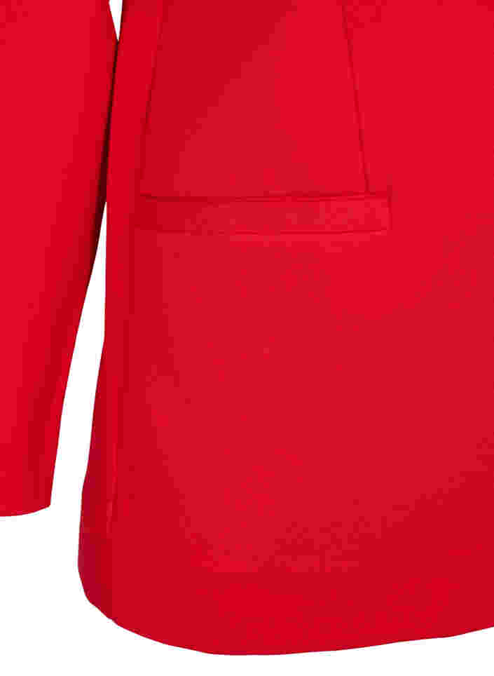 Schlichter Blazer mit Knopf und Dekorationstaschen, Flame Scarlet, Packshot image number 3