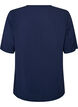 Kurz&auml;rmelige, gewebte Bluse mit Rundhals, Blau, Packshot image number 1
