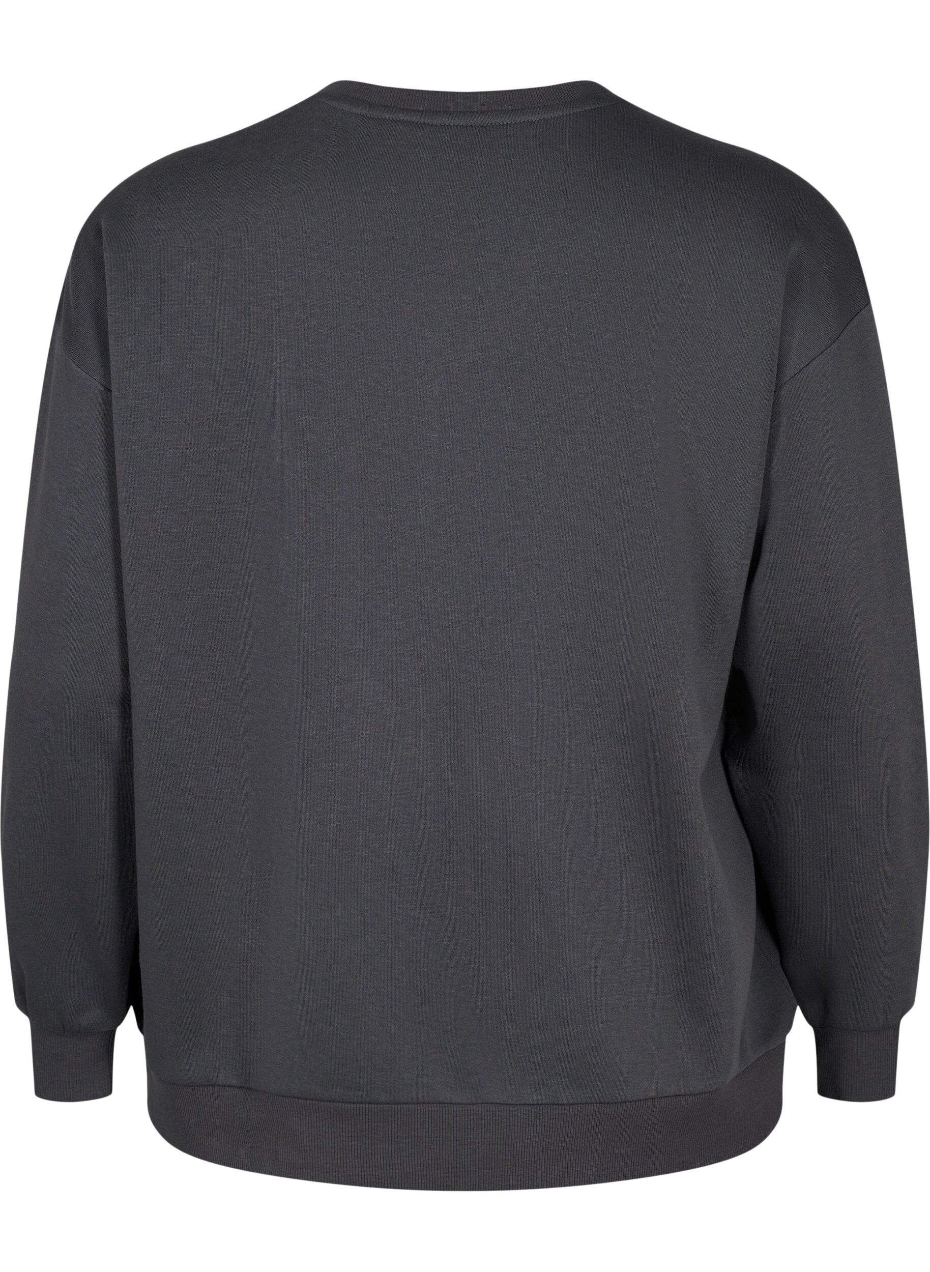 Zizzi Sweatshirt mit R&uuml;schen und H&auml;keldetail, Dark Grey, Packshot image number 1