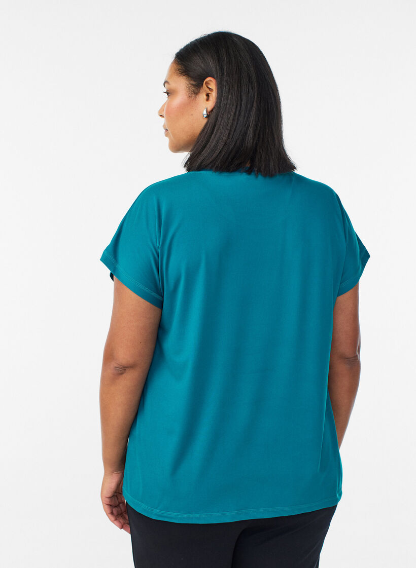 Einfarbiges Trainings-T-Shirt, Gr&uuml;n, Model image number 2
