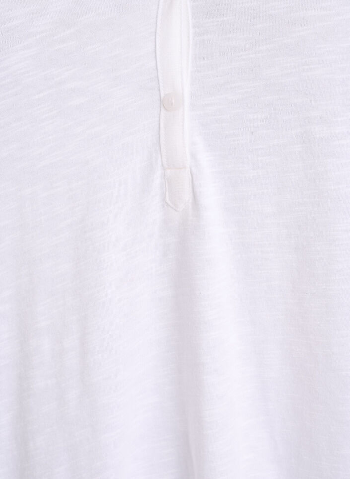 Langarmshirt mit V-Ausschnitt und Kn&ouml;pfen, Wei&szlig;, Packshot image number 2