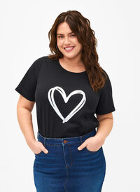 FLASH - T-Shirt mit Motiv, Black Silver Heart, Model