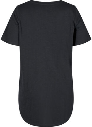 Kurzarm T-Shirt aus Baumwolle, Black, Packshot image number 1
