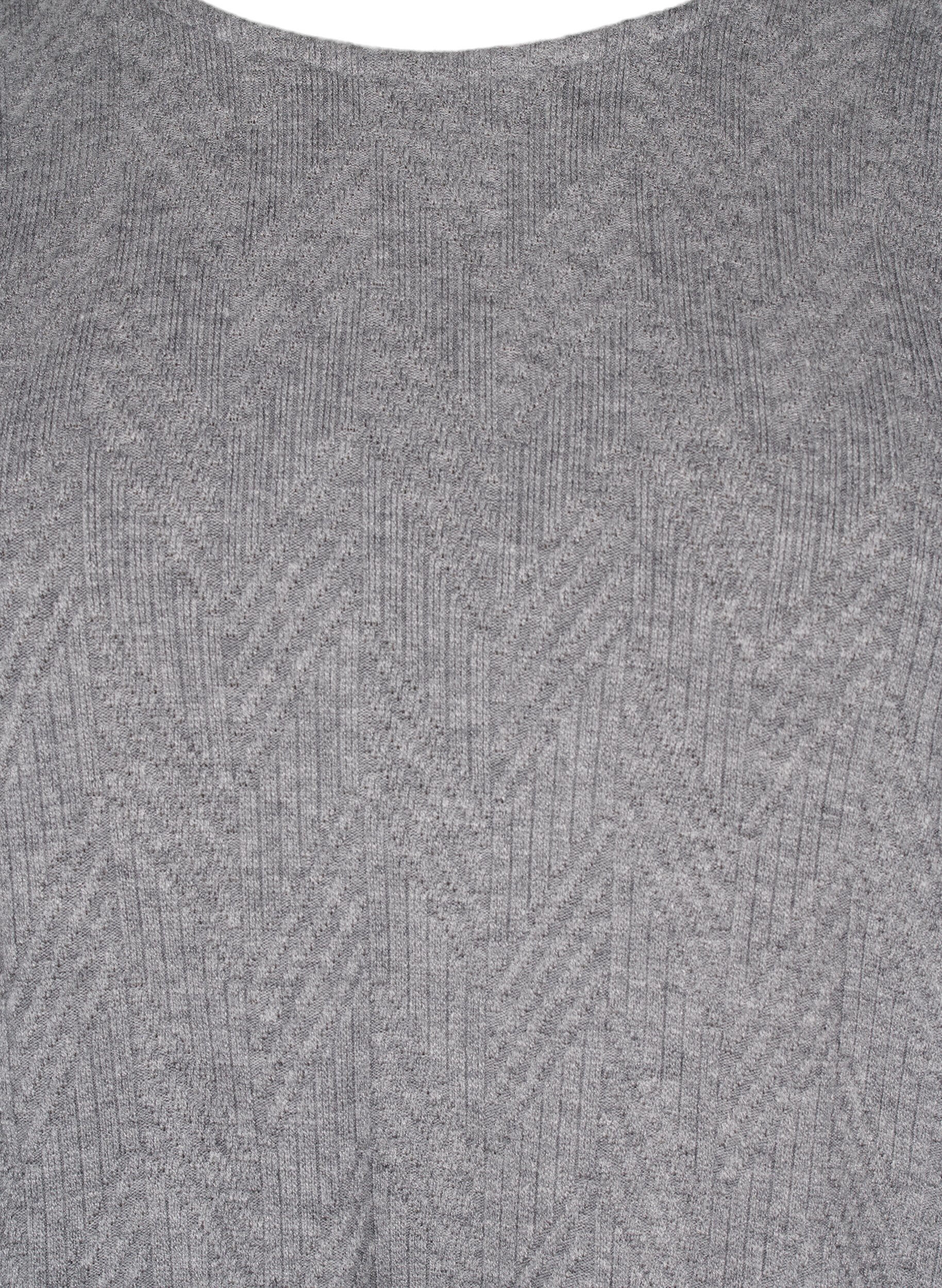 Zizzi Gemusterte Bluse mit langen &Auml;rmeln, Grau, Packshot image number 2