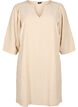 Gestreiftes Kleid mit 3/4-Ärmeln, Camel Stripe, Packshot image number 0