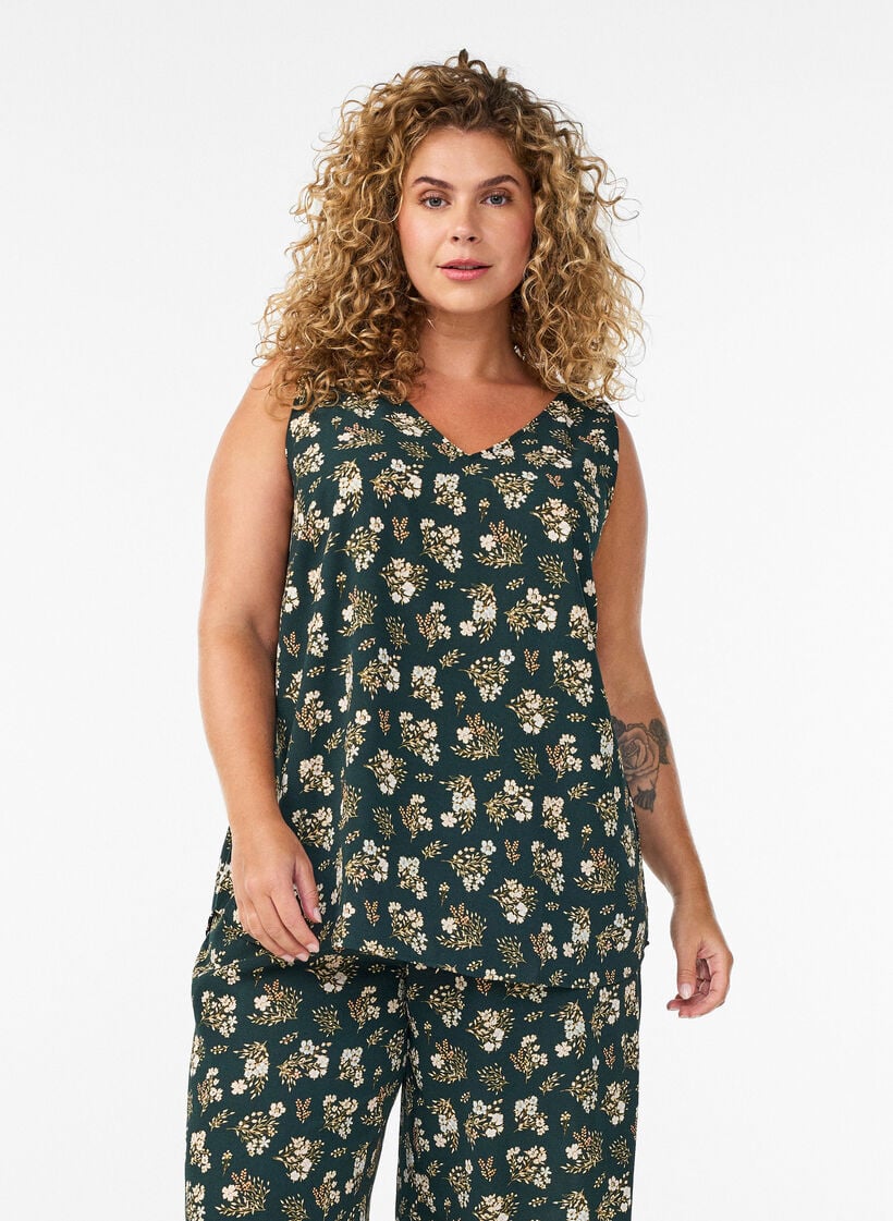 Culotte-Hose mit Print, Schwarz, Model image number 0