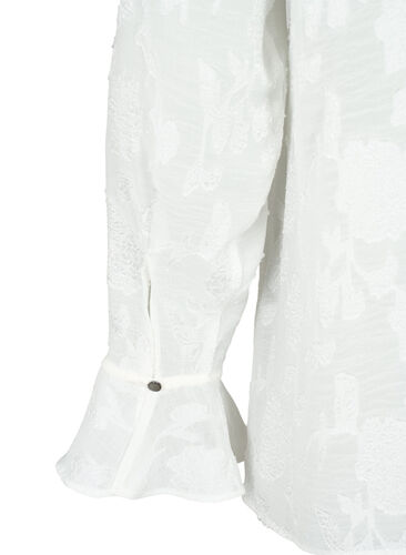 Langärmliges Hemd mit Jacquard-Look, Bright White, Packshot image number 3