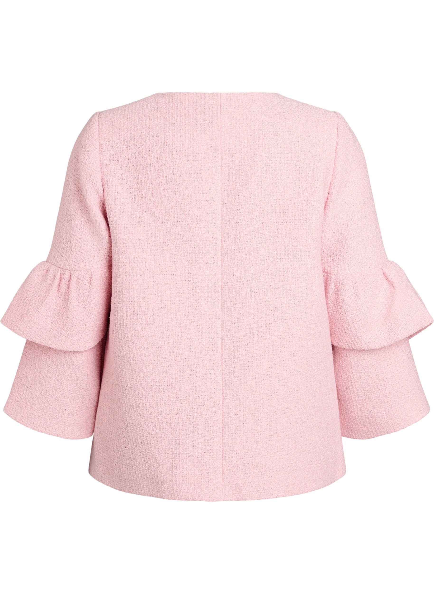ZizziJacke aus Boucl&eacute; mit R&uuml;schendetails, Pink, Packshot image number 1
