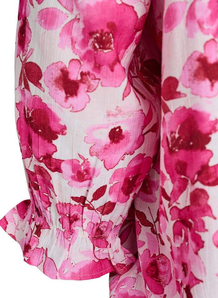 Viskosebluse mit eckigem Ausschnitt und 3/4-&Auml;rmeln, Pink, Packshot image number 3