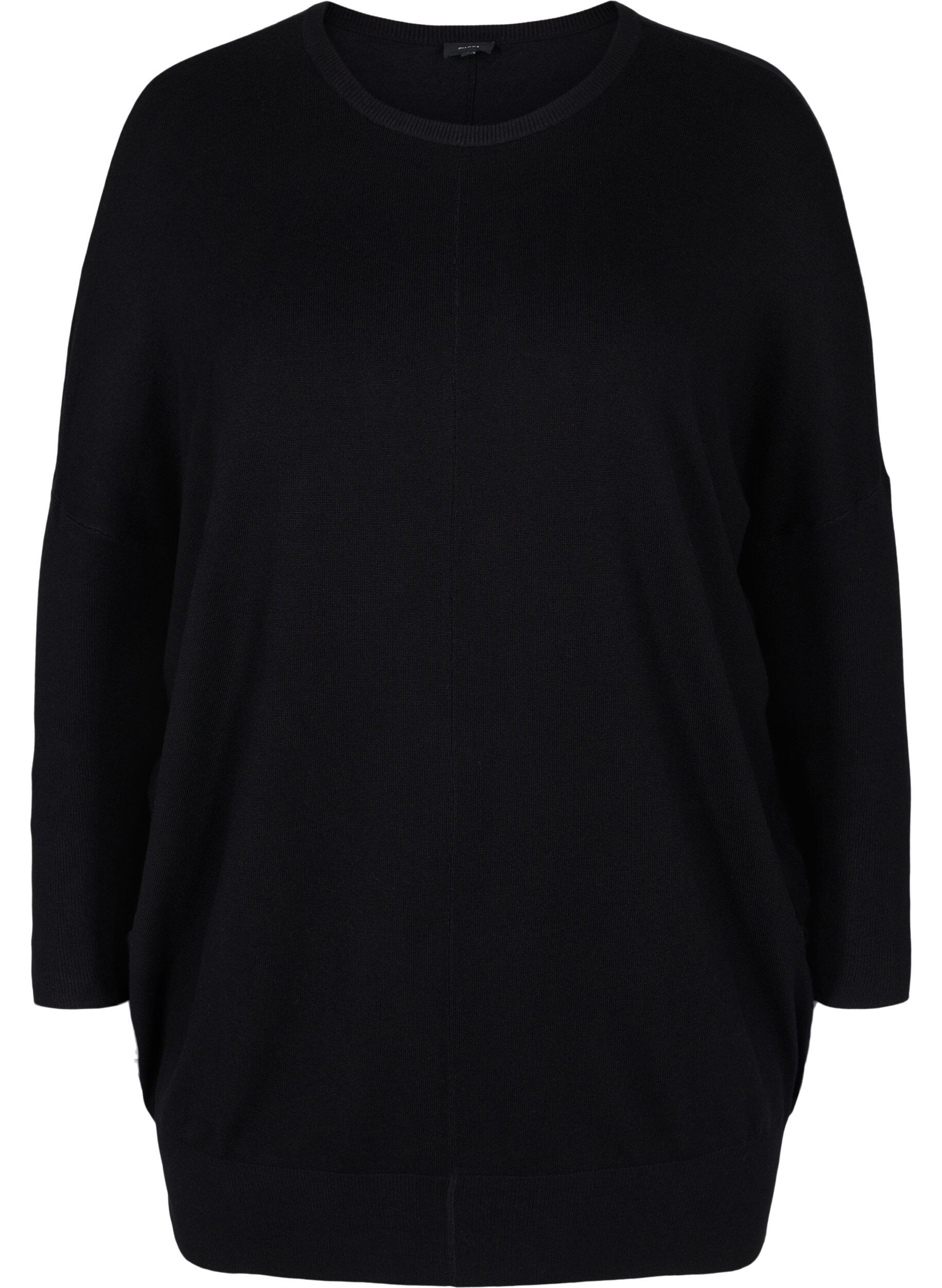 Zizzi Strick-Tunika aus Viskosemischung, Black, Packshot image number 0