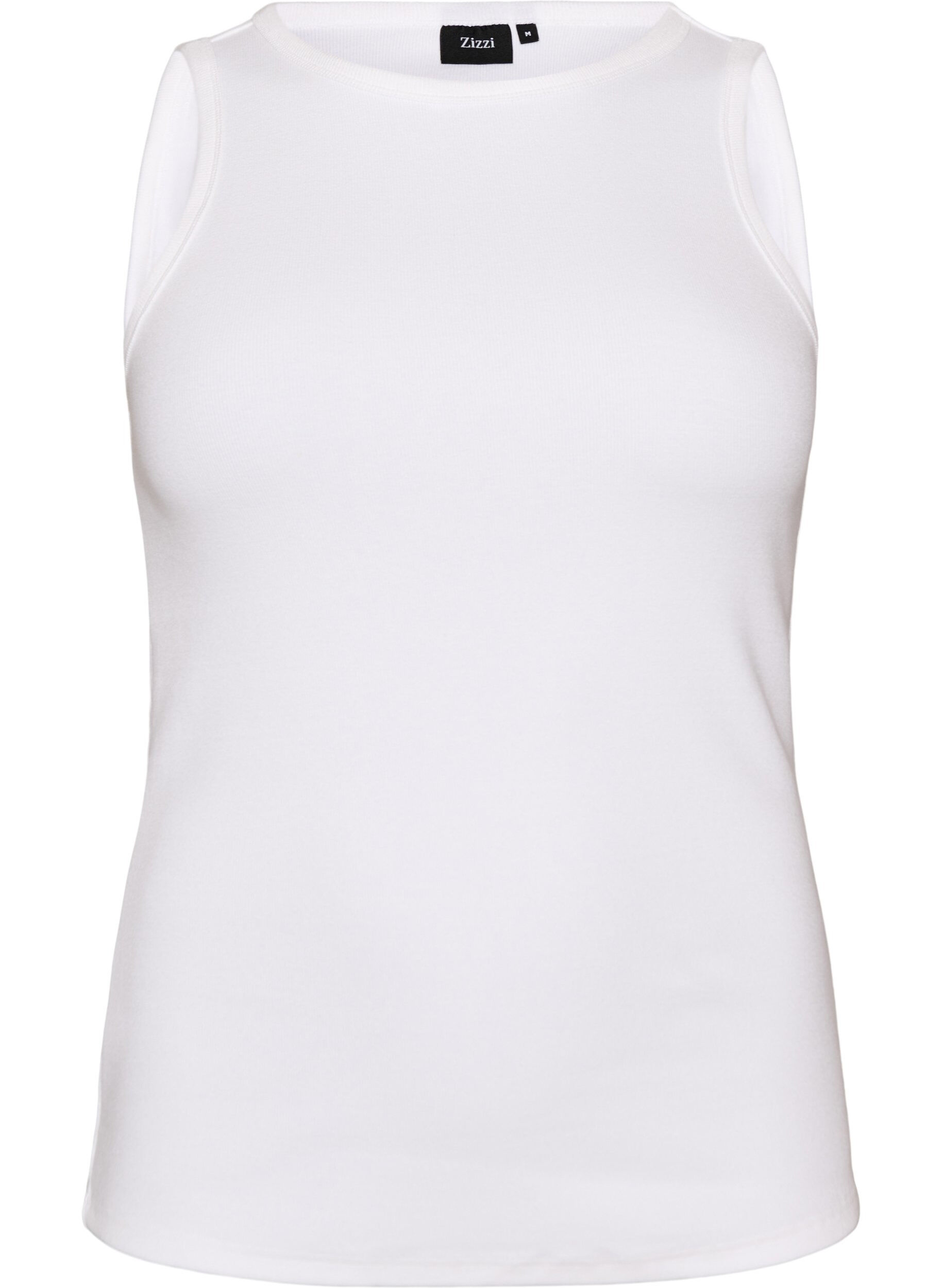 ZizziRipptop aus Baumwolle mit hohem Kragen, Wei&szlig;, Packshot image number 0