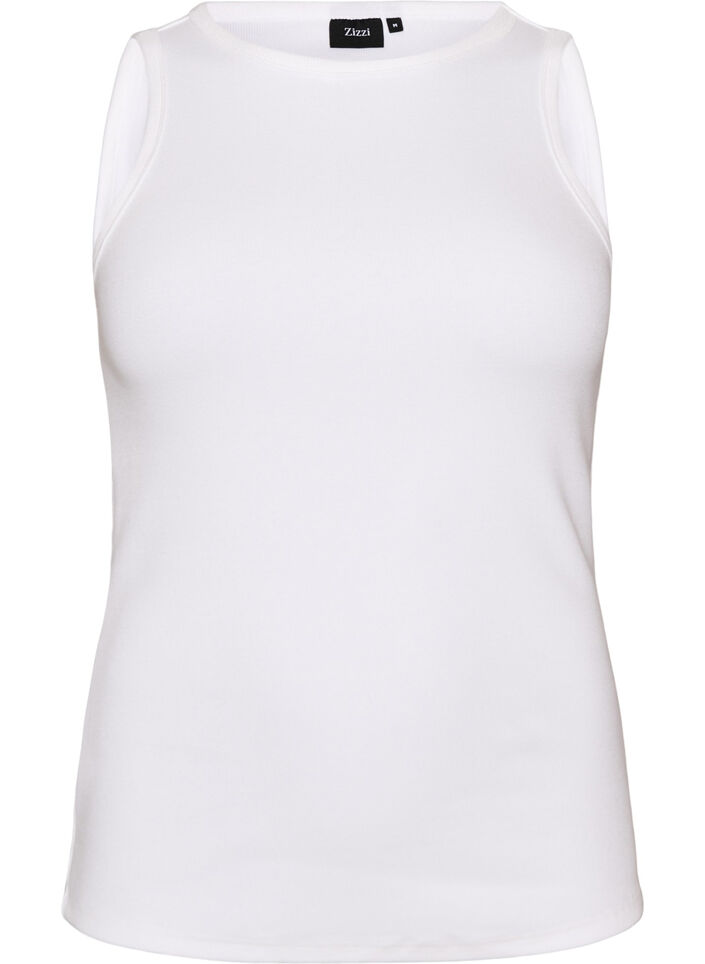 Ripptop aus Baumwolle mit hohem Kragen, Wei&szlig;, Packshot image number 0