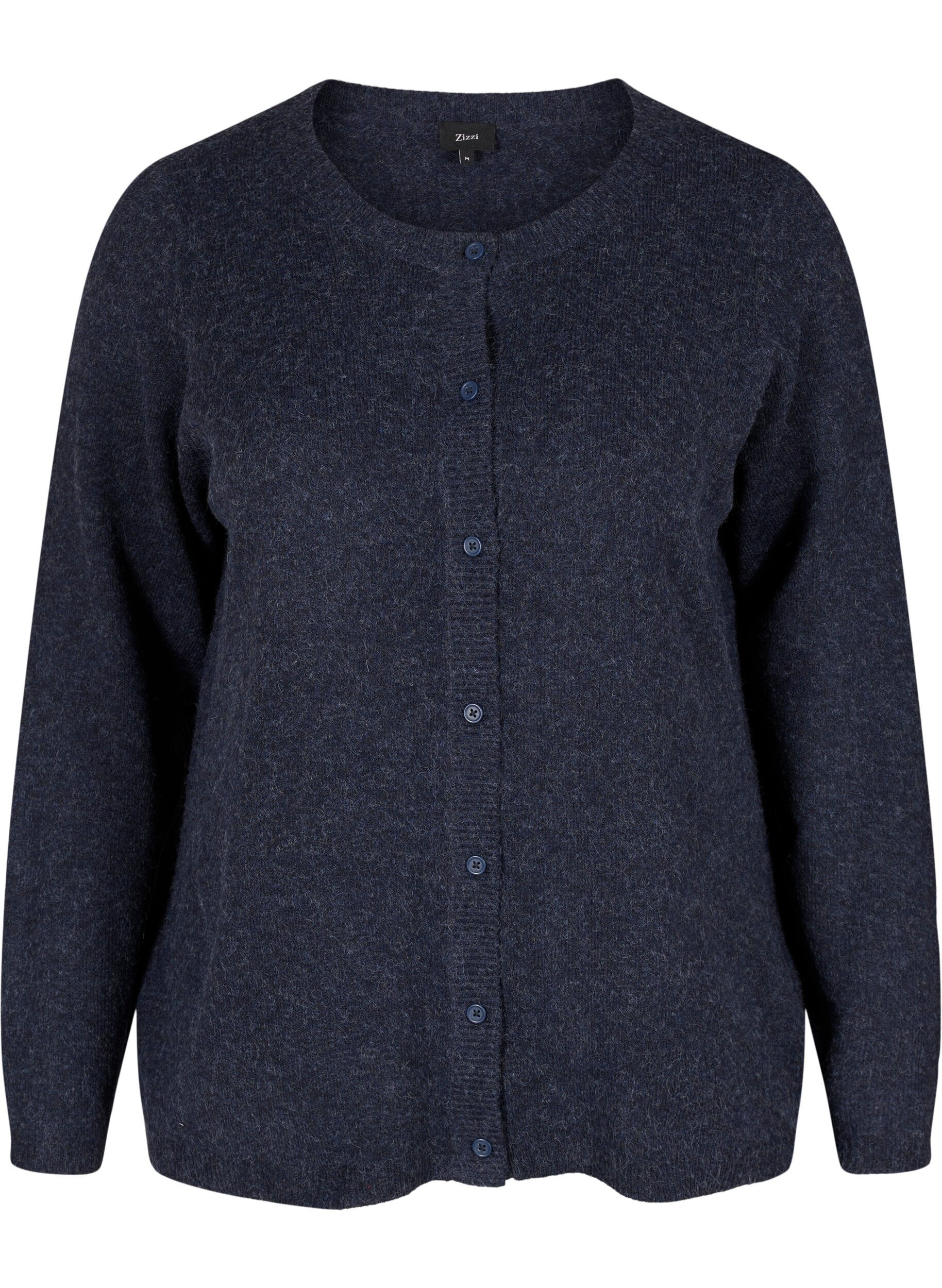 Zizzi Kurzer melierter Strickcardigan mit Knopfverschluss, Night Sky Mel., Packshot image number 0