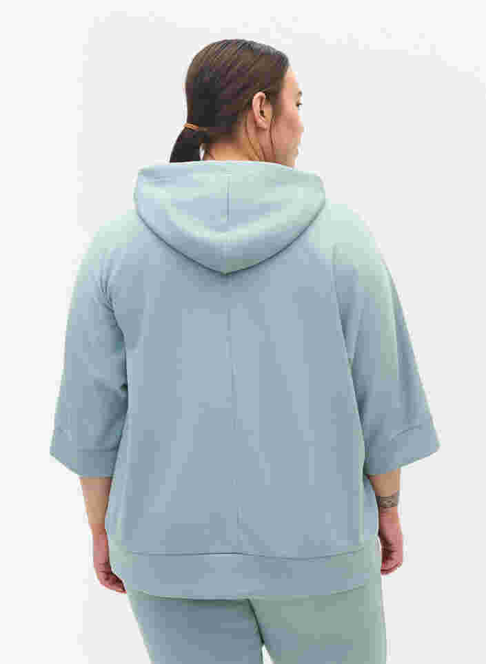 Sweatshirt mit Kapuze und 3/4-Ärmeln, Slate, Model